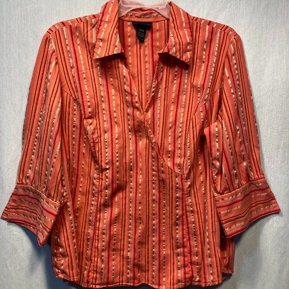 LANE BRYANT FAUX WRAP STRIPED FLATTERING BLOUSE PLUS SIZE 18/20 - Picture 1 of 8